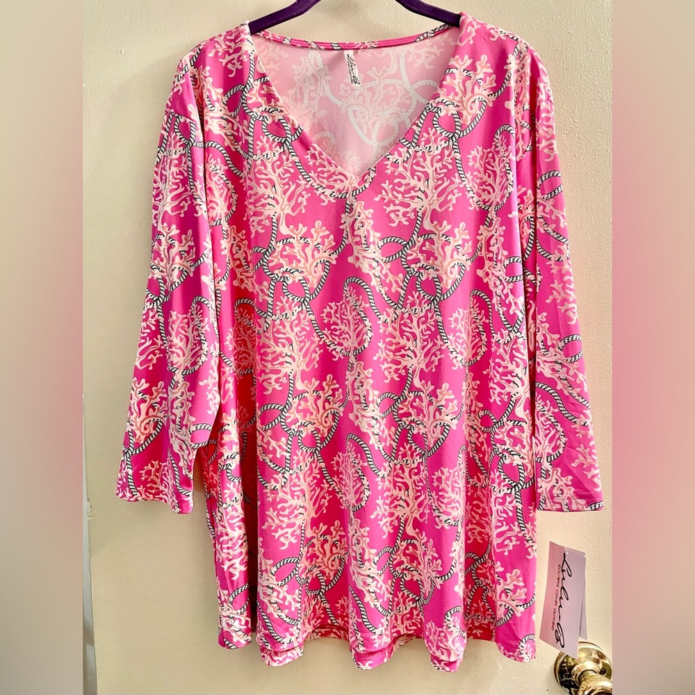 Lulu-B Pink and White Tunic Top
